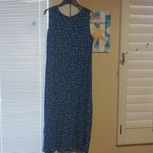 Long blue floral dress. Denim & Co.
